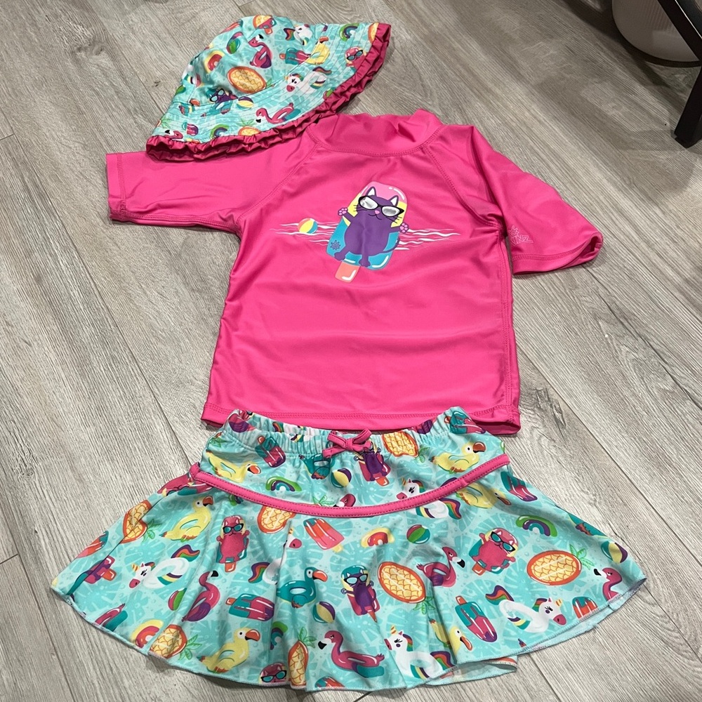 UV SKins Swim Set with Rash Guard, Skort, and Hat